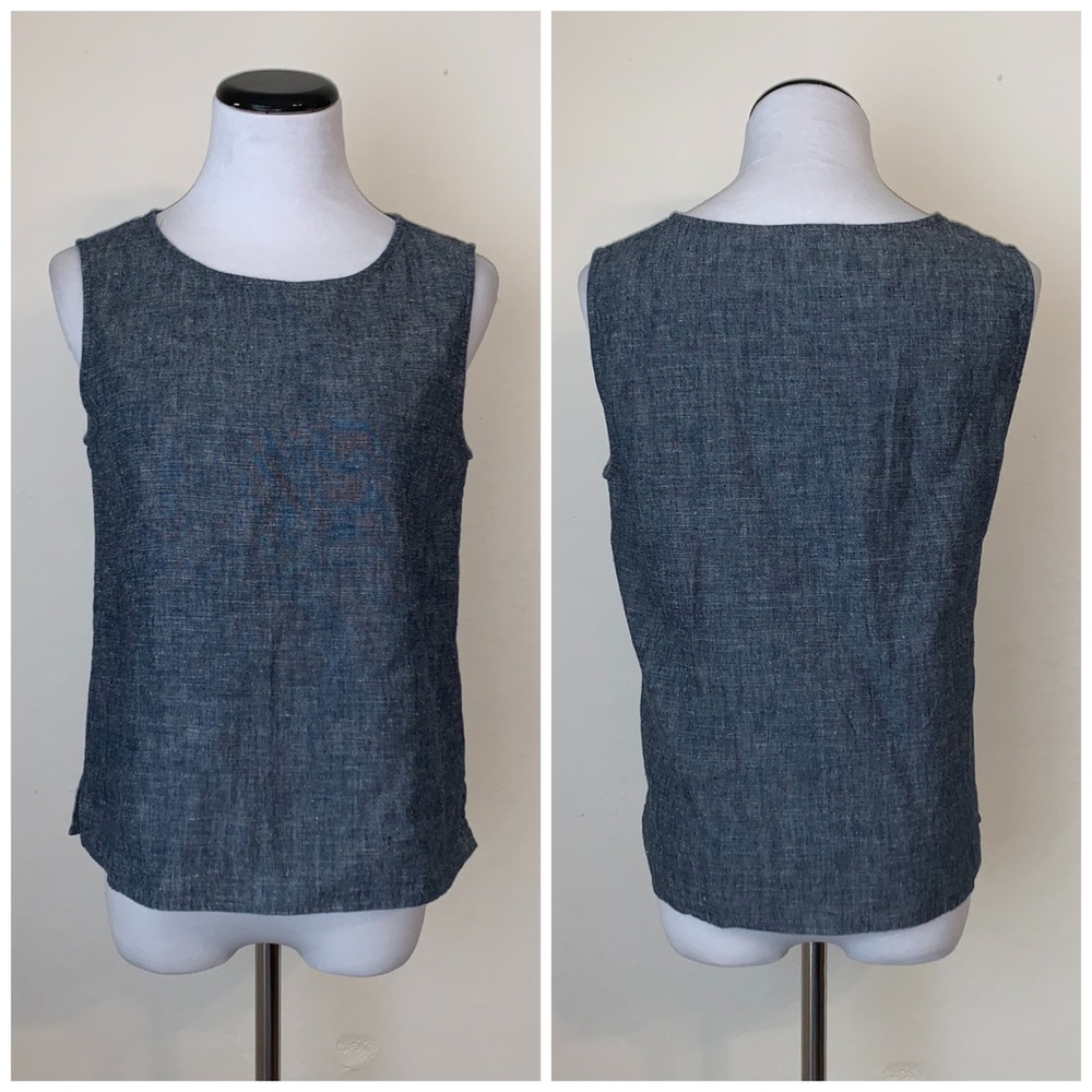 Eileen Fisher chambray hemp cotton tank top xs - Picture 3 of 7